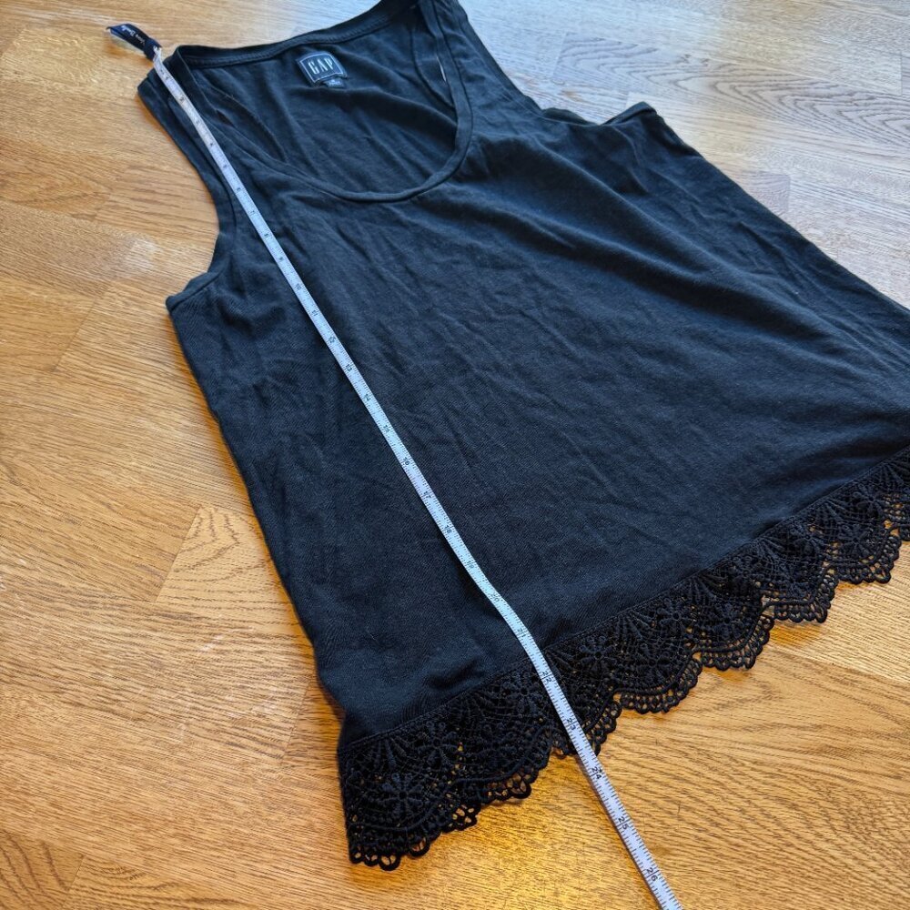 GAP Black Lace Trim Tank Top Hemp Blend Size Small - Picture 7 of 7